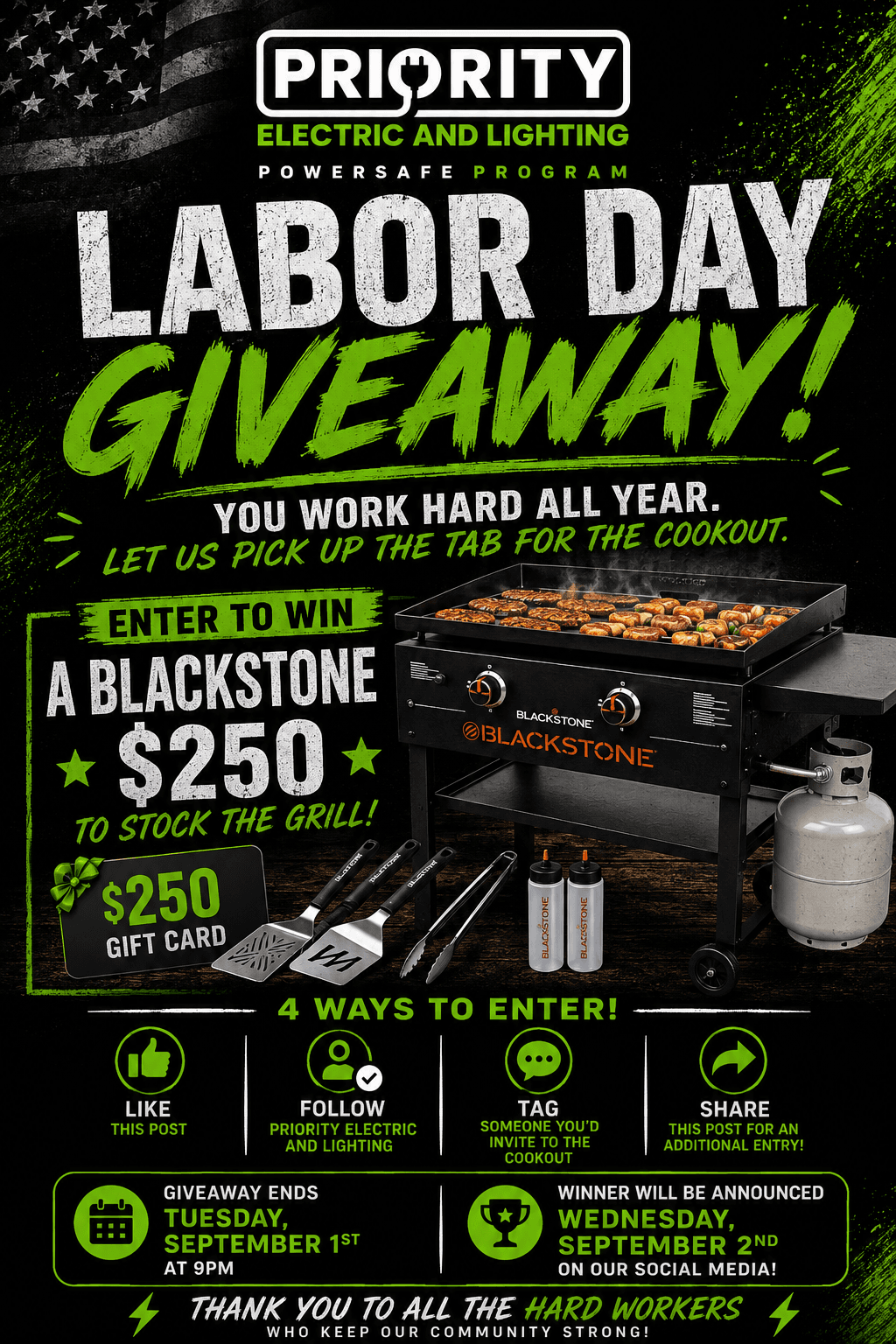 Priority Electric and Lighting Labor Day Giveaway image